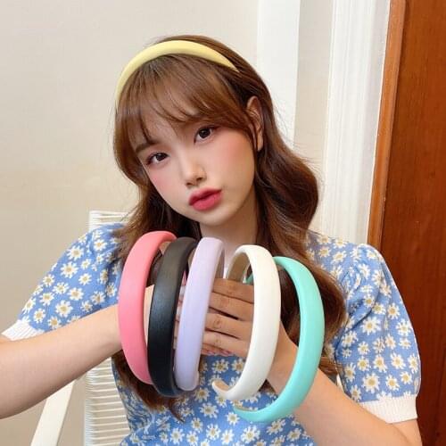 1pc Fashion Candy Solid Color Wide Headband Hair Band Headwear Bezel Hair Accessories For Woman Satin Covered Resin Hairbands