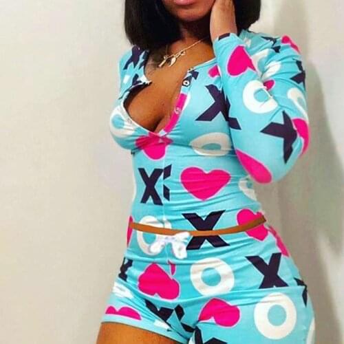 Sexy Pijama Women Long Sleeve Nightwear Shorts Jumpsuit Sleepwear Tracksuit Summer onesie Pajama onesie For Adults Women