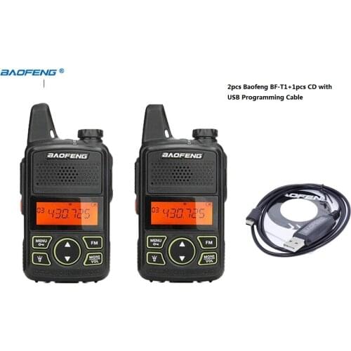 2pcs PPT BF-T1+1 CD withProgramming cable Portable radio MINI Walkie Talkie Dual Ham radio communicador two way radio baofeng T1