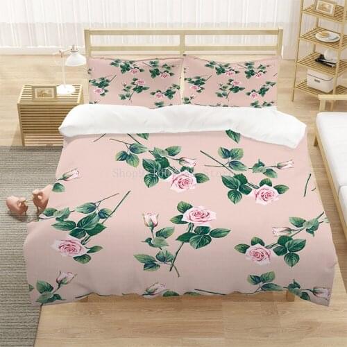 Simple Flowers Bedding Set Comforter Bed Linen Twin Queen King Single Size Dropshipping Gift Adults Duvet Cover Sets