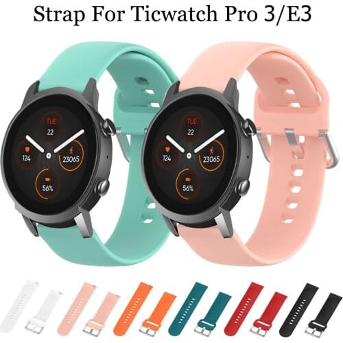 Wrist Strap For Ticwatch E3 E C2+ Watch Band For Ticwatch Pro 3 GPS Replacement Bracelet Sports Soft Silicone Belt Accessories