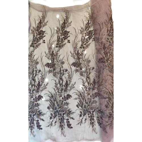 Handmade Beads Material African Sequins Lace Fabric Pretty Design JRB-23.52403 Embroidered Tulle Mesh for Party Dress