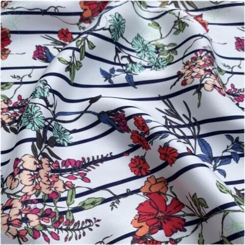 Width 59" Printed Glossy Acetate Like Chiffon Fabric By The Half Yard For Dress Shirt Material