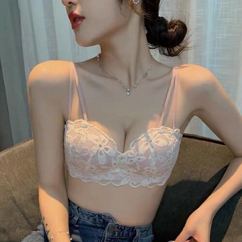 Sexy lingerie small bras gathered thick no steel ring sexy lace girl on the top to protect against sagging adjusted bra suit