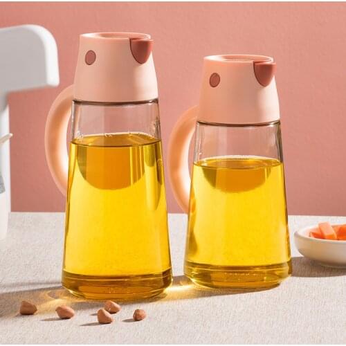 Automatic Opening and Closing Glass Oiler Kitchen Leak-proof Oil Tank with Lid Seasoning Bottle Vinegar Bottle Oil Bottle