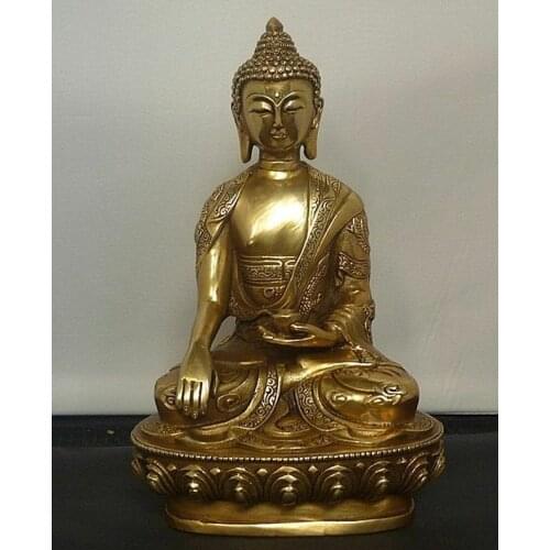 Tibet Tibetan Buddhis shakyamuni old bronze buddha Dragon Tathagata statue