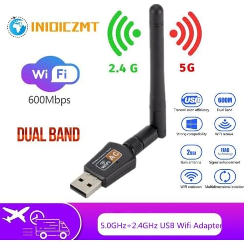 USB Wifi Adapter 802.11b/g/n Antenna 600Mbps USB2.0 Wireless Receiver Dongle Network Lan Card for TV BOX LaptopWi-Fi