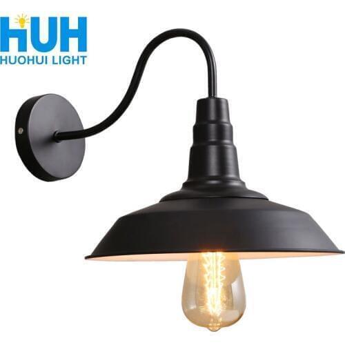 Vintage Wall Lamp Led Light E27 Edison light Loft Retro Iron Paint American Old Style Simplicity Black Pot Cover with Lamp Shade