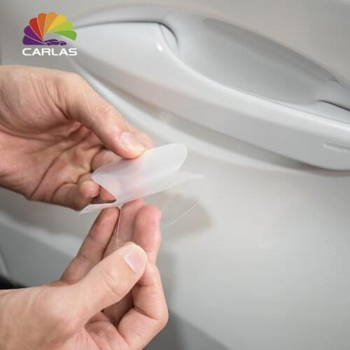 CARLAS 4Pcs/Lot Car Handle Protection Film Car Exterior Transparent Sticker Automotive Auto Accessories Car Styling Car sticker
