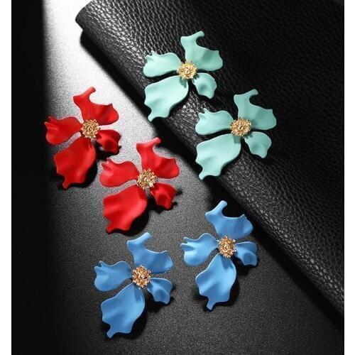 Statement Big Flower Earrings For Women New Fashion Sweet Plant Drop Earrings Femme Brinco Temperament Wholesale Korean Jewelry