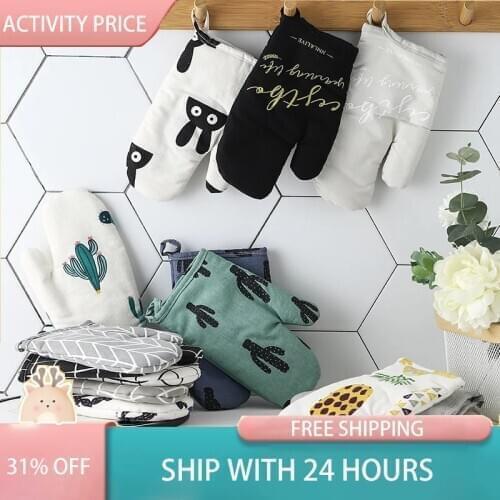 1pcs Microwave Oven Gloves Upset Insulation Heat Resistant Non-slip Pan Baking Pan Barbecue Heat-insulating Tool Baking Tools