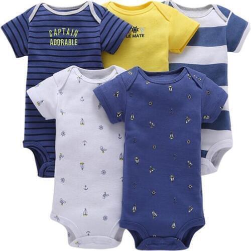 2020 Baby Rompers 5 pieces infantil Jumpsuit For Boy Girl Clothes Summer High Quality Striped Newborn Ropa Bebe Clothing Costume