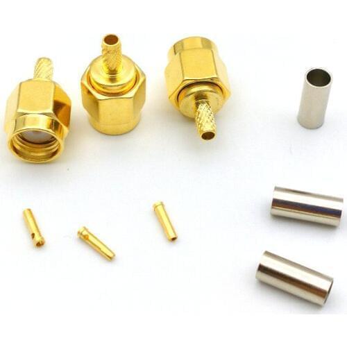 300PCS lot RP-SMA plug male straight connectors crimp RG316 LMR100 RG174 cable