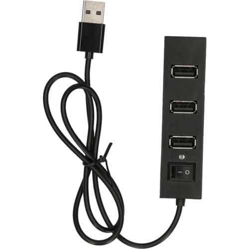 4-port USB2.0 Hub USB2.0 Converter Support USB Fan Mouse Keyboard Mobile Hard Disk U Disk USB Lamp for PC Laptop Black