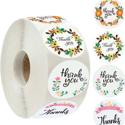 500pcs/roll Thank You Stickers For Seal Labels 1 Inch Gift Packaging Stickers Birthday Party Offer Stationery Sticker 2021