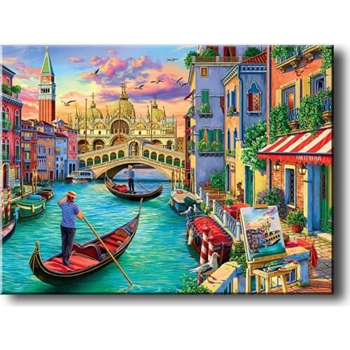 5D DIY Diamond Painting Venice Water City Street Full Square Round drill Rhinestones Mosaic landscape Home Decoration A2300