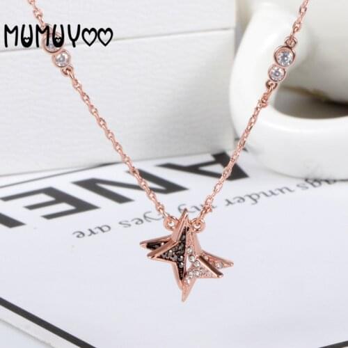 Fashion jewelry high quality swa, charm HALVE star symbol black and white crystal womens necklace clavicle chain jewelry