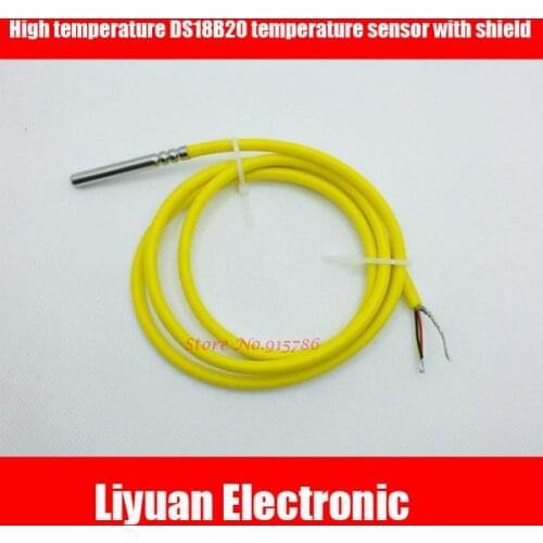 High temperature DS18B20 temperature sensor waterproof silicone wire 18B20 rolling groove temperature sensor with shield