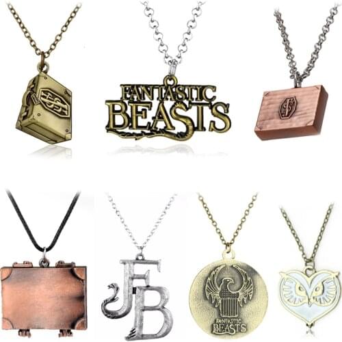 Fantastic Beasts and Where To Find Them Pendents Necklaces FB Logo Mysterious Box Suitcase Owl Torque Vintage Square Pendant