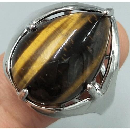 Free Shipping Women Fashion Jewelry Tigers Eye Water Drop Women Men Bead Ring 6.5~12" US Adjust C5241