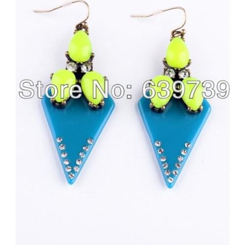 Bulk Price Retro Antique Gold Color Yellow Round Resin Stone Earrings