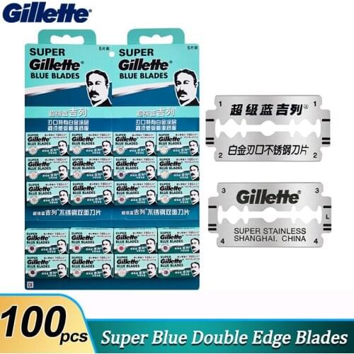 Gillette Super Blue Safety Razor Shaving Blades Double Edge Platinum Coated Replacement Shave Shavette Blades Kits 100pcs