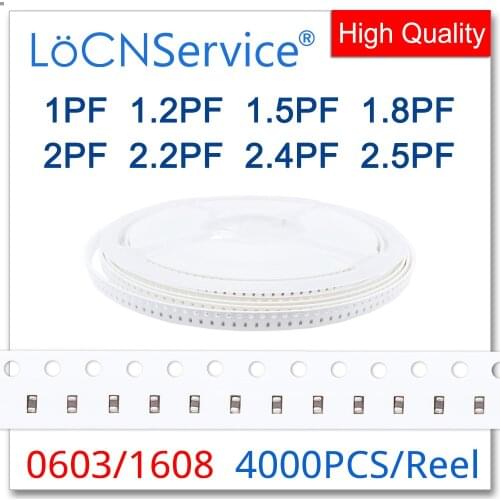LoCNService Capacitors 4000PCS 0603 1608 COG/NPO RoHS 50V 0.25% 0.5% 1PF 1.2PF 1.5PF 1.8PF 2PF 2.2PF 2.4PF 2.5PF High Quality
