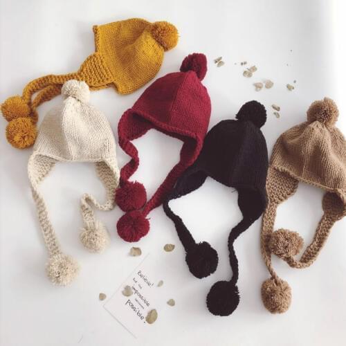 Fashion Baby Hats Autumn Winter Hat For Girls Kids Crochet Beanies Boys Warm Caps Knit Hats 0-6 Years