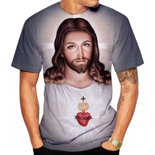 2021 New Summer T-shirt Cross Fashion 3D Printing T-shirt About Jesus Love Everone Christian Mens T-shirt T-shirt Top Camiseta