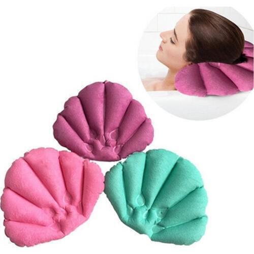Soft Bathroom Pillow Home Comfortable Spa Inflatable Bath Cups Shell Shaped Neck Bathtub Cushion Bathroom Accessories