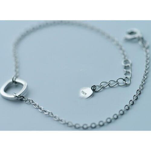 New Arrival Fashion 925 Sterling Silver Jewelry Temperament Female Simple And Fresh Design Square Hollow Bracelet SB6