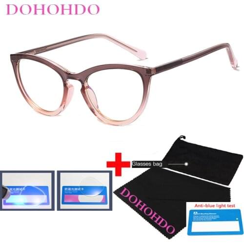 DOHOHDO 2021 New Anti Blue Light Glasses Women Cat Eye Eyeglass Optical Frame Clear Lens Computer Gaming Eyewear Female UV400