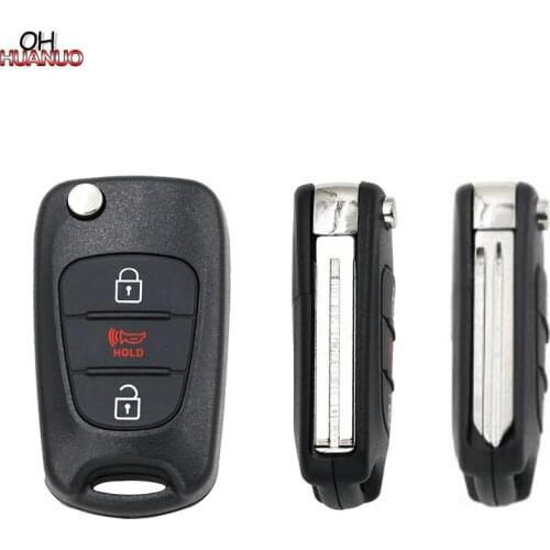Flip 3 Button Remote Key Fob Case Shell Fit for KIA Soul Sportage Sorento Uncut Blade for Kia Rio