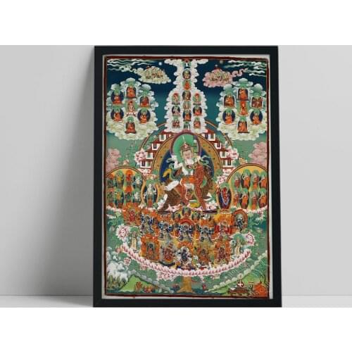 Thangka Poster, Mystical Oriental Style Art Prints, Ancient Chinese Murals, Vintage Classical Art Colored Drawing Home Art Decor