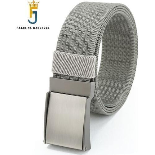 FAJARINA Unisex Quality Alloy Automatic Metal Belt Fashion Design Womens Waist Canvas Belts Strap 3.8cm Wide Designer CBFJ0138