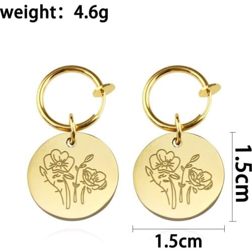 Stainless Steel Birth Month Flower Earrings Birth Flowers Drop Earrings Peony Rose Holly Dangle Earings Women Jewelry