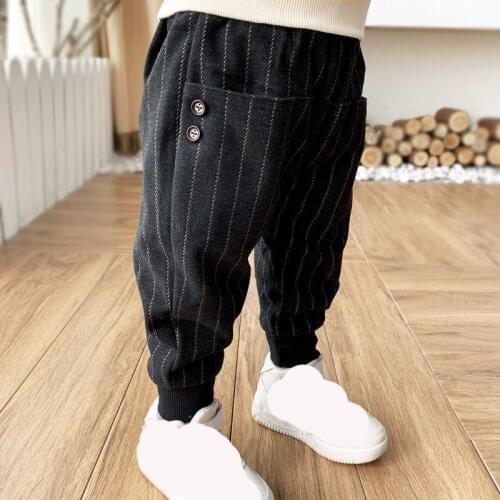 Children Pants Kids Autumn Spring Clothes Trousers for Baby Boys Pants striped Buttons Toddlers 90 100 110 120 130