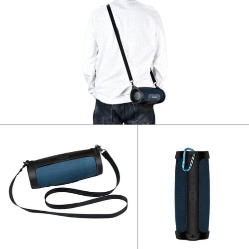 Silicone Case Cover Skin With Strap Carabiner for Charge 4 Portable Wireless Bluetooth Speaker