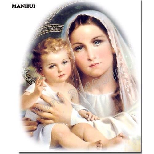 Holy Mother and son diamond mosaic rhinestone full square diy Diamond painting cross stitch icon set diamond embroidery BEF381