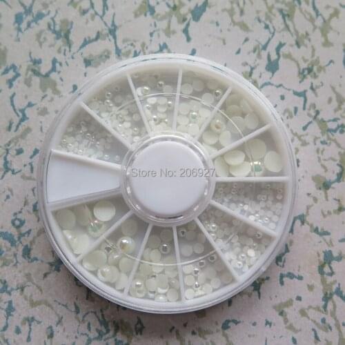 1PC OD-141 3D 6 sizes Pearl White AB Pearl Decoration in wheel Shiny Nail Decoration Lovely Outlooking