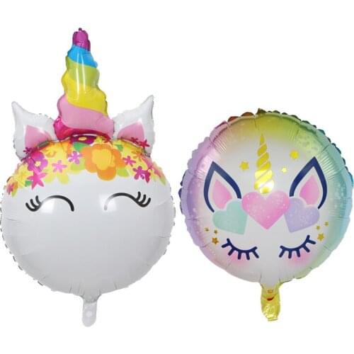 Unicorn balloon baby birthday party decoration shop celebration unicorn head floating aluminum foil balloon wholesale