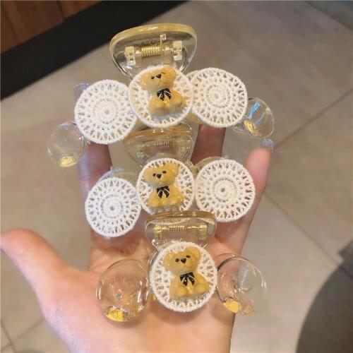 Korean Style Resin Transparent Bear Hair Claws Hair Accessories for Women Cute Animal Hairpin Hairwear Jewelry Party Harajuku