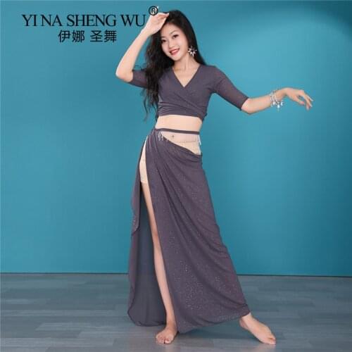 Belly Dance Women Elegant Top Training Clothing Suit Female Adult Split Long Skirt Professional Performance Practice Clothing