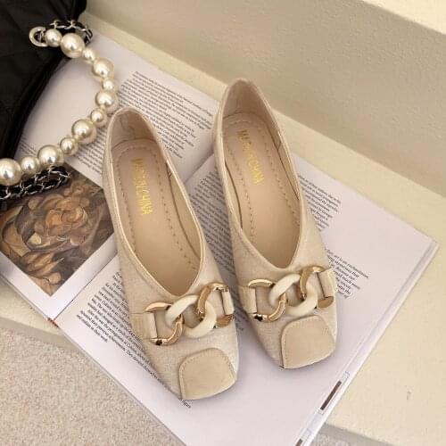 Woman Flat Shoes Square Head Suede Slip on Shallow Mount Single Shoes Casual Flat Loafers Ballet Shoe Fashion Female Sport Shoes