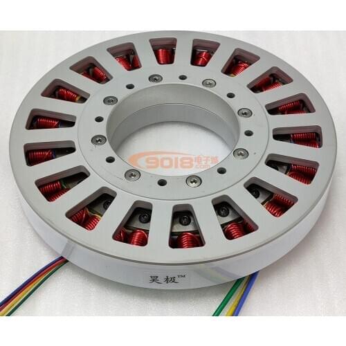 480W Large Hollow Shaft Ultra-low Speed Disc Brushless DC Motor Flat and Thin Multipole with Hall
