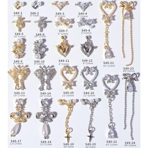 5pcs Luxury Zircon 3D Nail Art Decorations Charm Pearl Diamond Crystal Pendant Design Alloy Jewelry Manicure Accessories