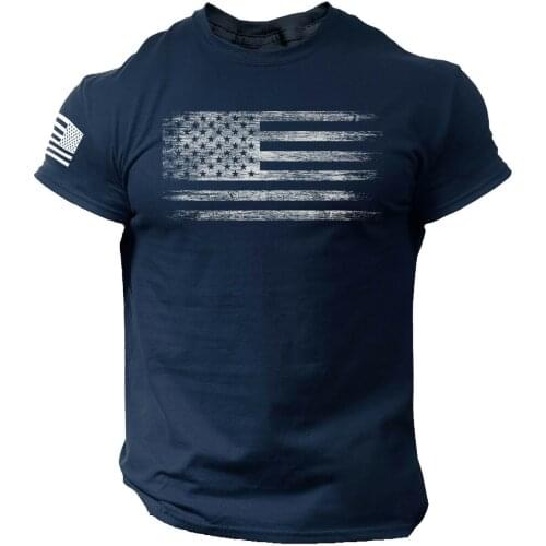 67# Mens Printed T-shirt American Flag Distressed O Neck Short Sleeves Oversized T-shirt Loose Casual T Shirt For Men Top Tees