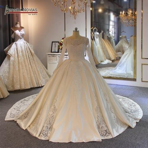 Satin wedding dress ball gown patterns custom order dress