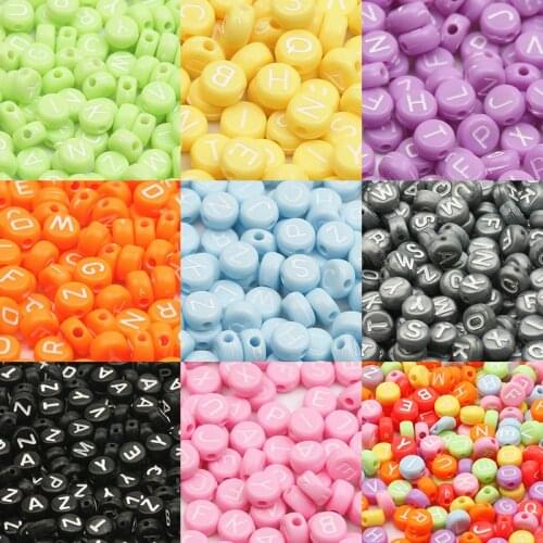 White Letter Beads Acrylic Multicolor Alphabet Loose Spacer Accessories Oblate For Jewelry Making DIY Bracelet Necklace Supplies