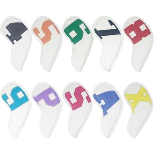 Golf headcovers for iron golf club PU leather cover digit 4 5 6 7 8 9 P S A X 10pcs/set multicolor Gradients Number fan supplies